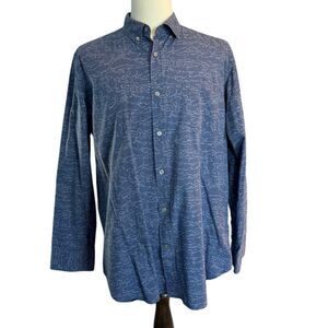 Banana Republic Custom 078 Wash Shirt Slim Fit 100% Cotton Blue Dusk XL